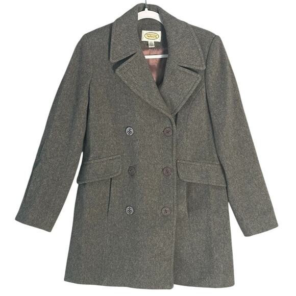 Talbots Jackets & Blazers - Talbots Sz 4 Classic Gray 100% Wool Pea Coat Double Breasted Lined Neutral USA